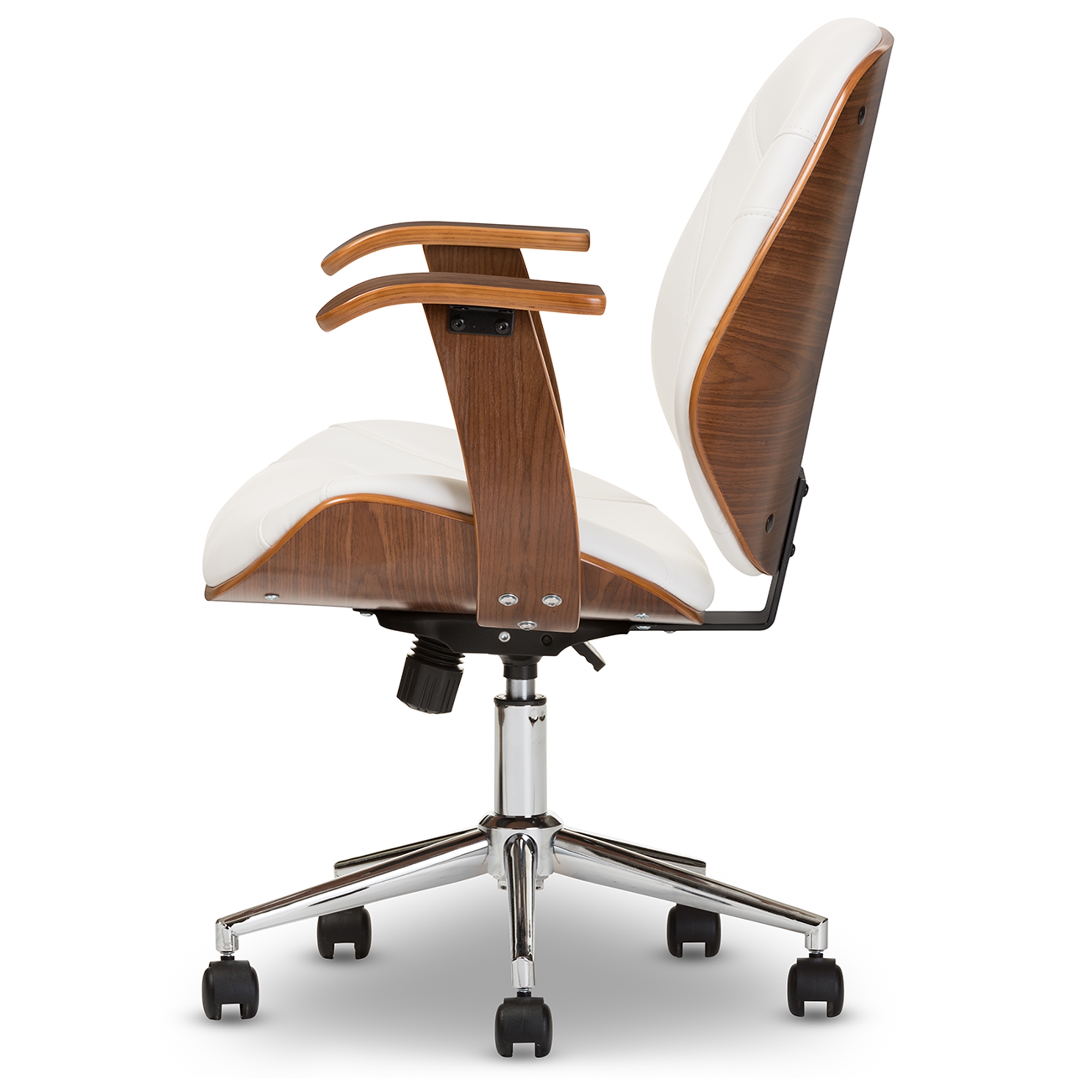 Rathburn Modern Two-Tone Faux Leather & Walnut-Finish Wood Office Desk